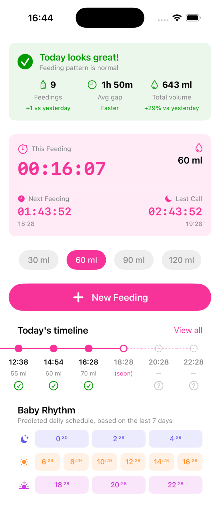 Bamly — timers and Baby Rhythm schedule
